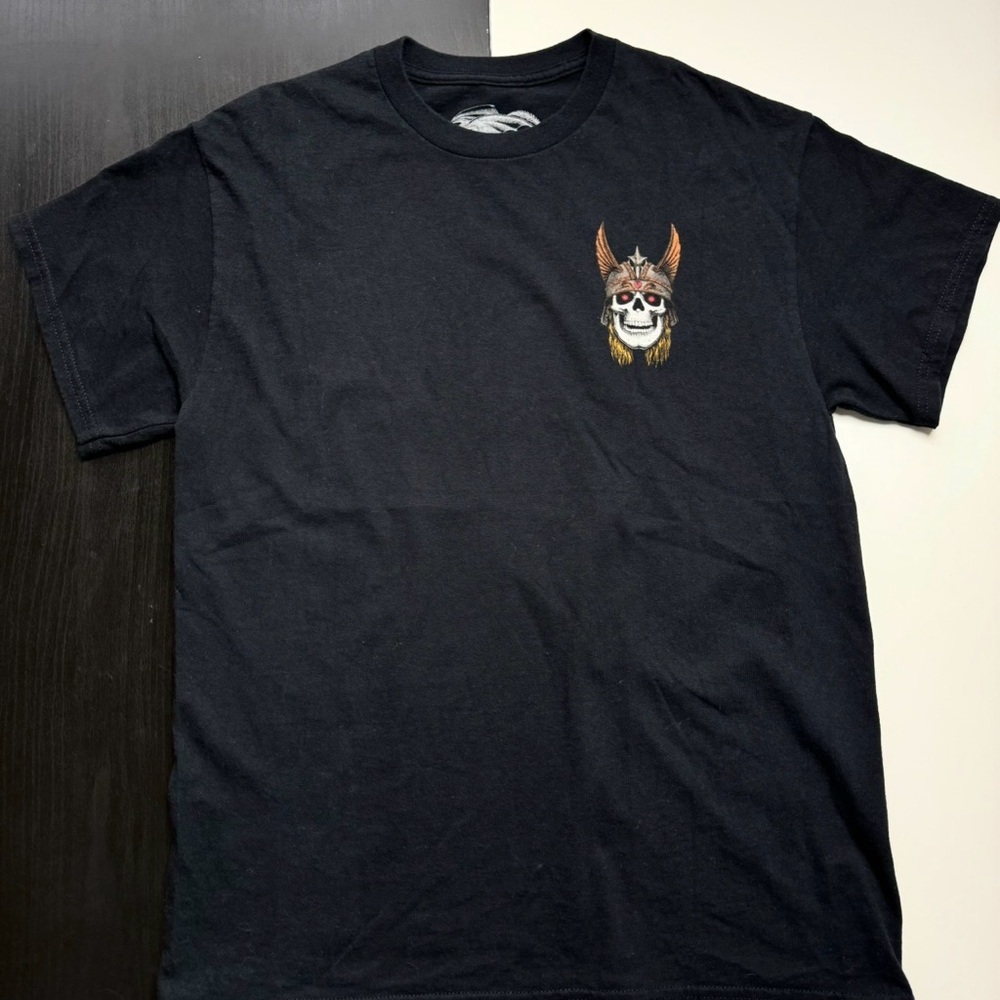 Powell Peralta Skateboard Shirt Andy Anderson Skull Tweed Size Medium! Black T